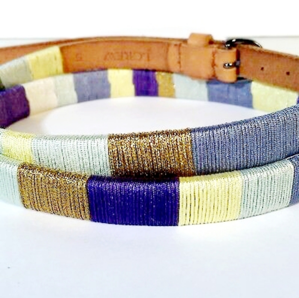 J CREW Metallic Threaded Skinny Belt NWOT - Picture 2 of 15